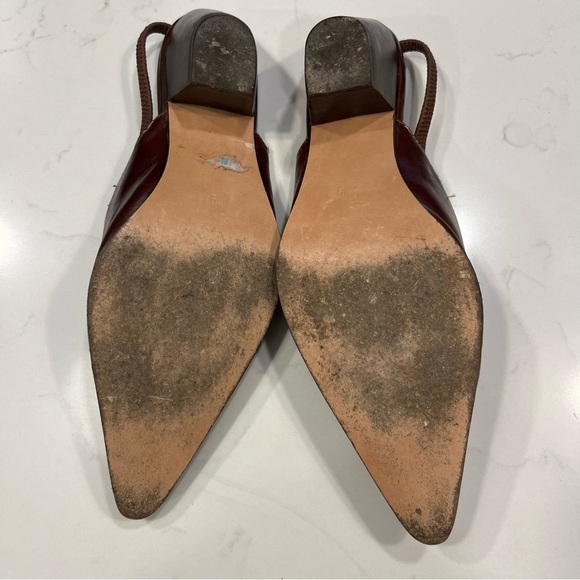 Brown Leather Slingback Heels - Picture 9 of 10
